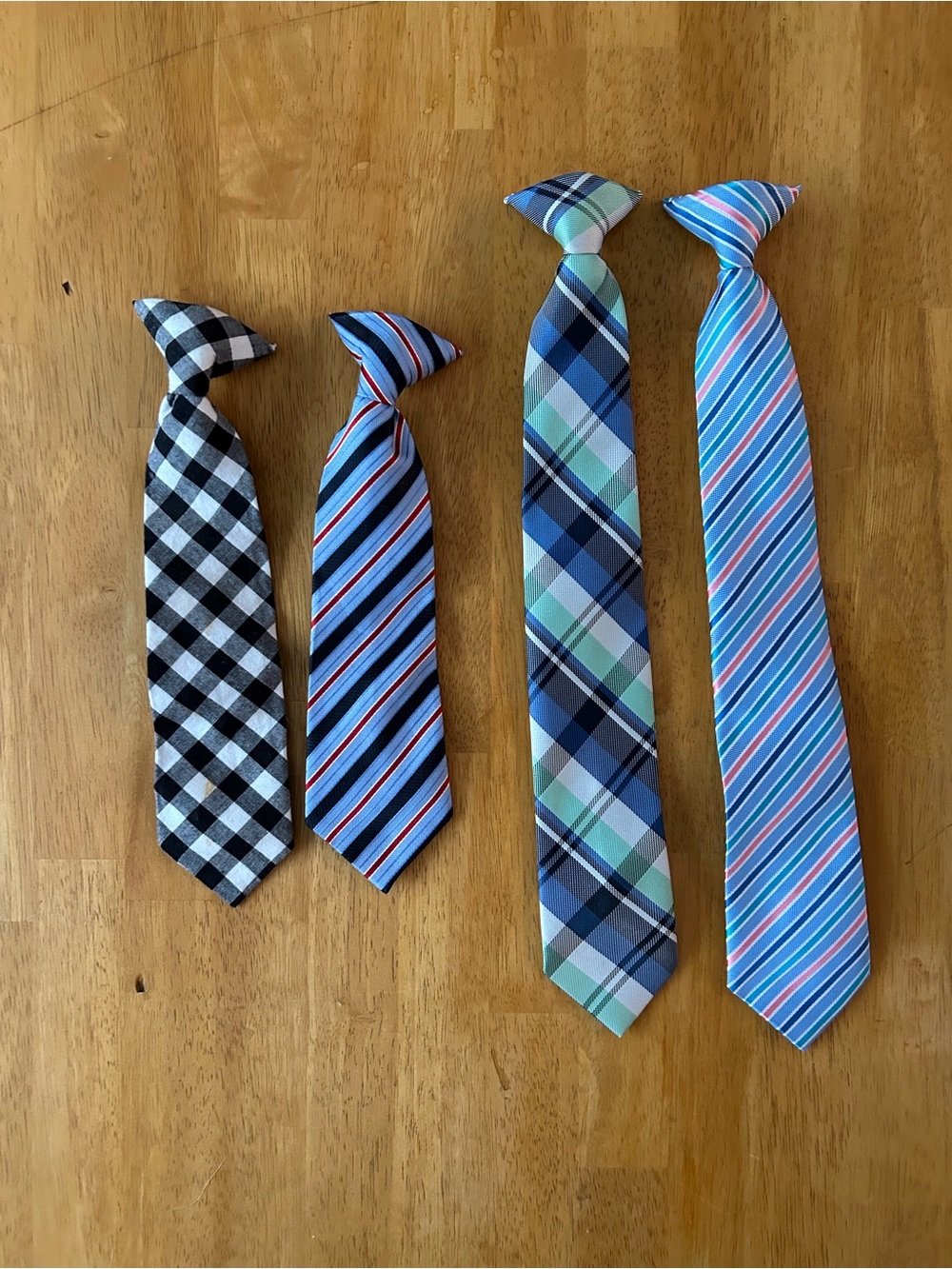 Boys clip on ties, set of 4